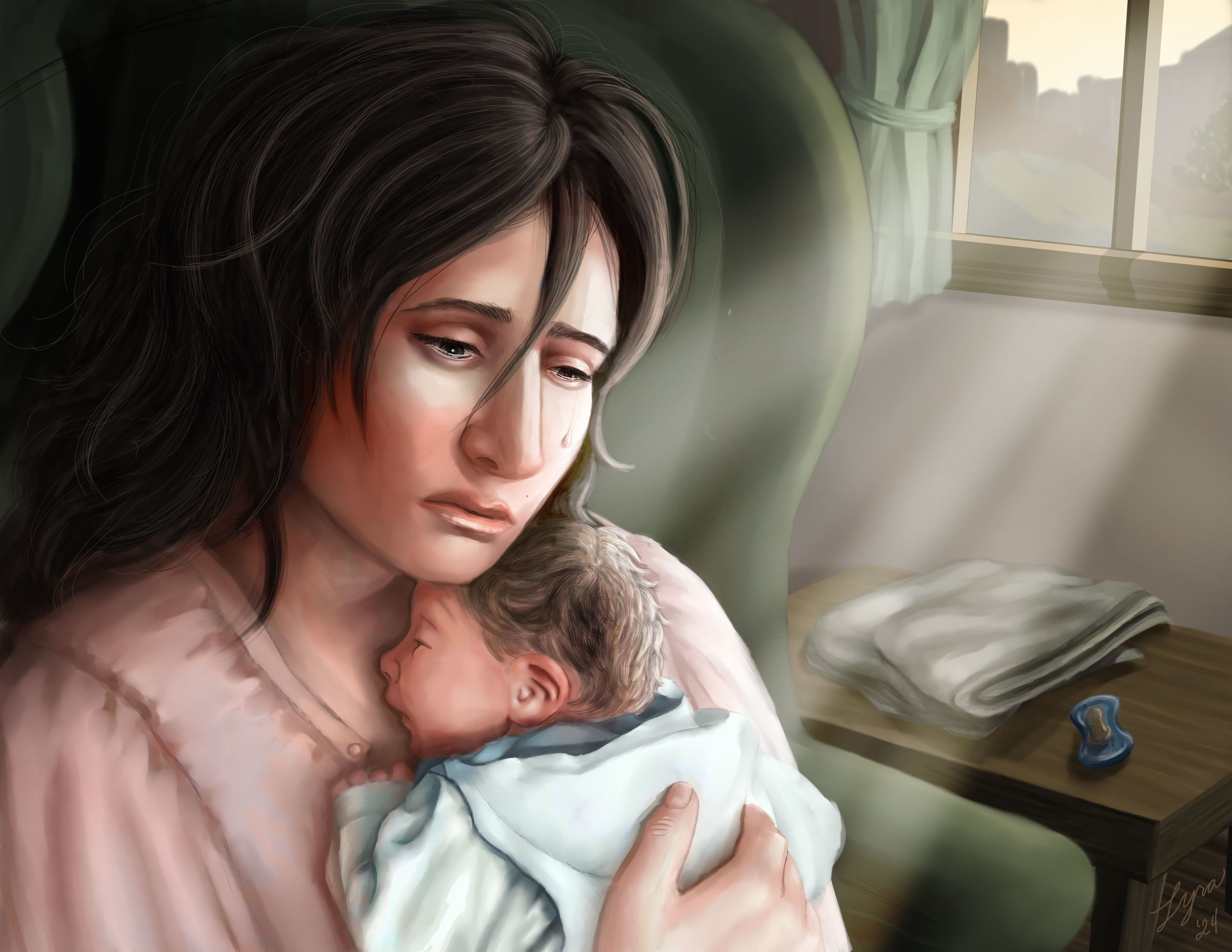 Harry sleeps peacefully in his mother's arms for one first, final moment.